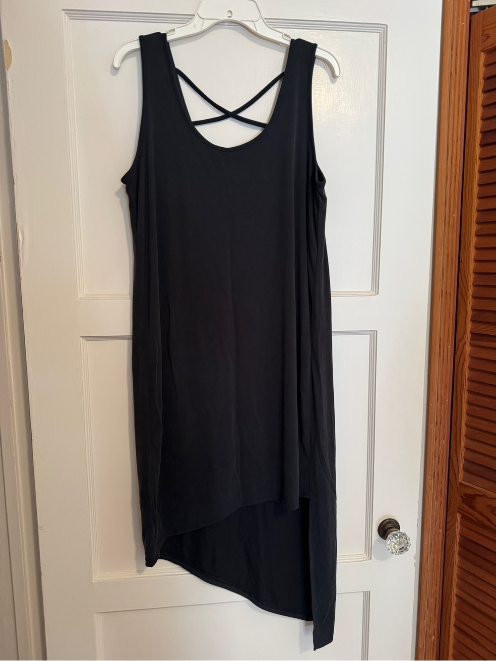 Splendid Sleeveless Asymmetric Tank Dress with Crisscross Back, size L